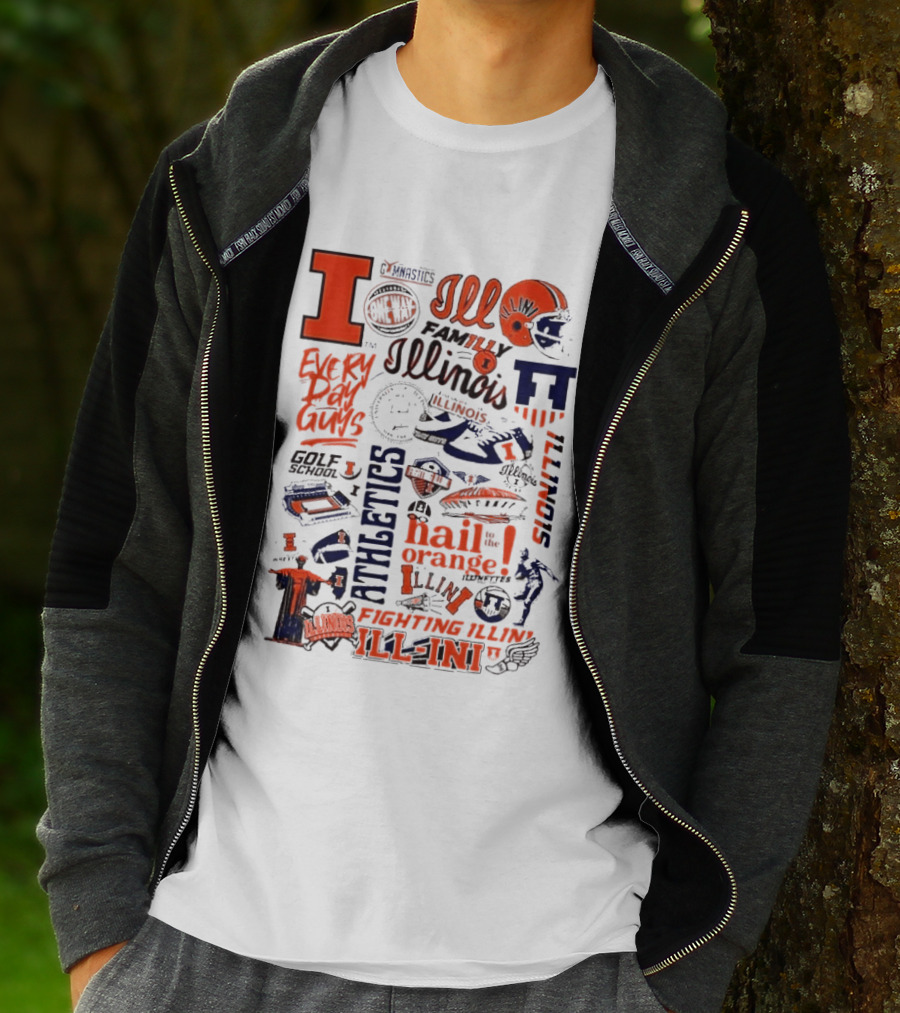 Illinois Fighting Illini Athletics Symbols Illini Orange Blue Football Basketball Golf Illini Till I Die T-Shirt