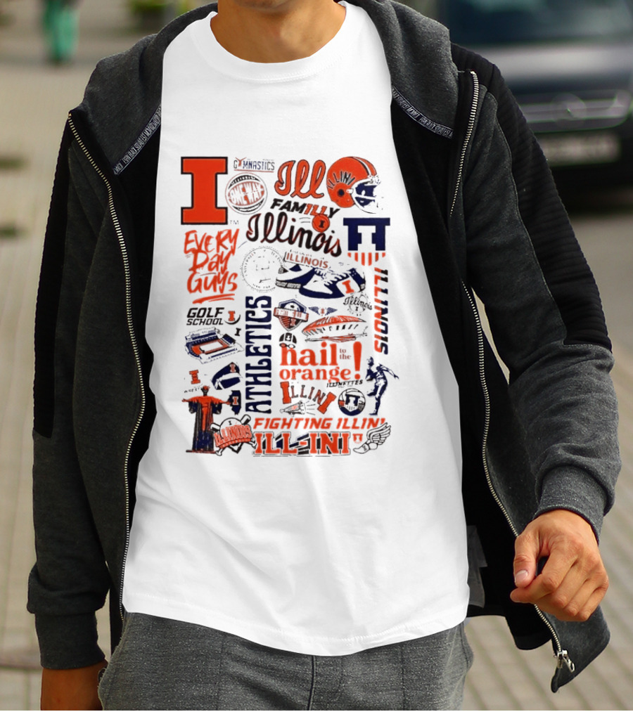 Illinois Fighting Illini Athletics Symbols Illini Orange Blue Football Basketball Golf Illini Till I Die T-Shirt