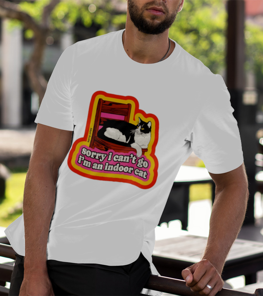 Indoor Cat Humor Sorry I Can't Go Vintage Feline Vibes T-Shirt