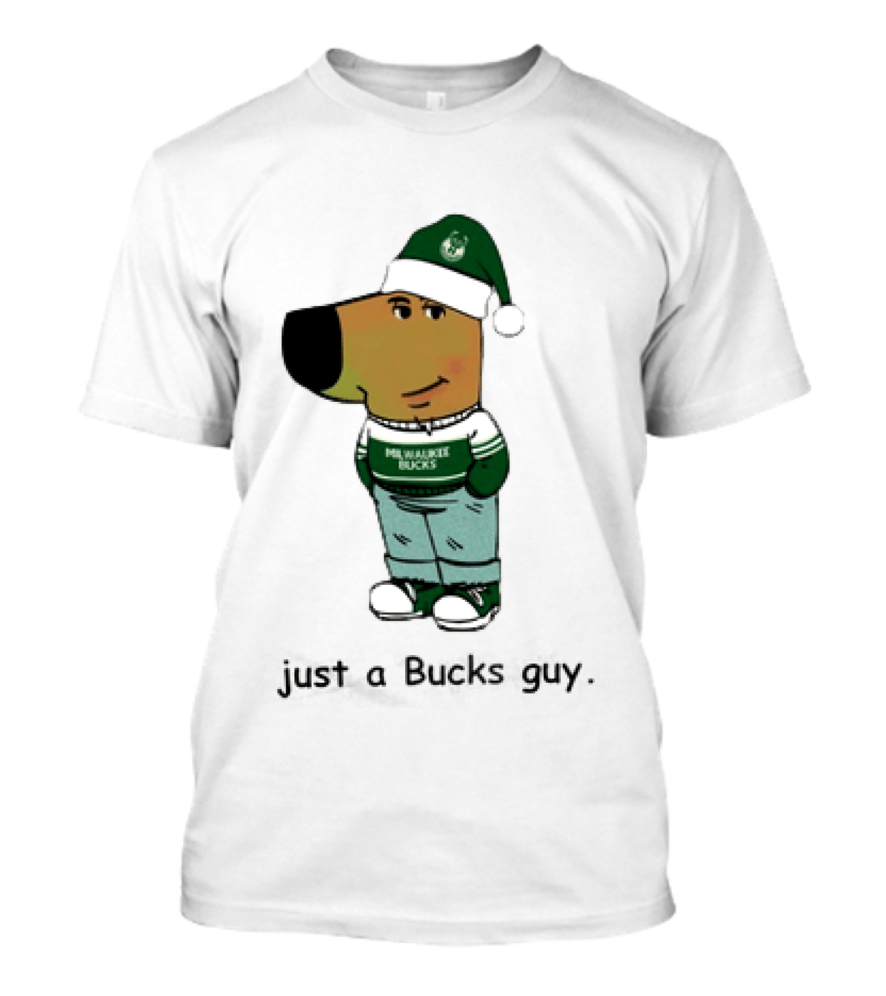 Milwaukee Bucks Chill Holiday Dog Character Just A Bucks Guy T-Shirt