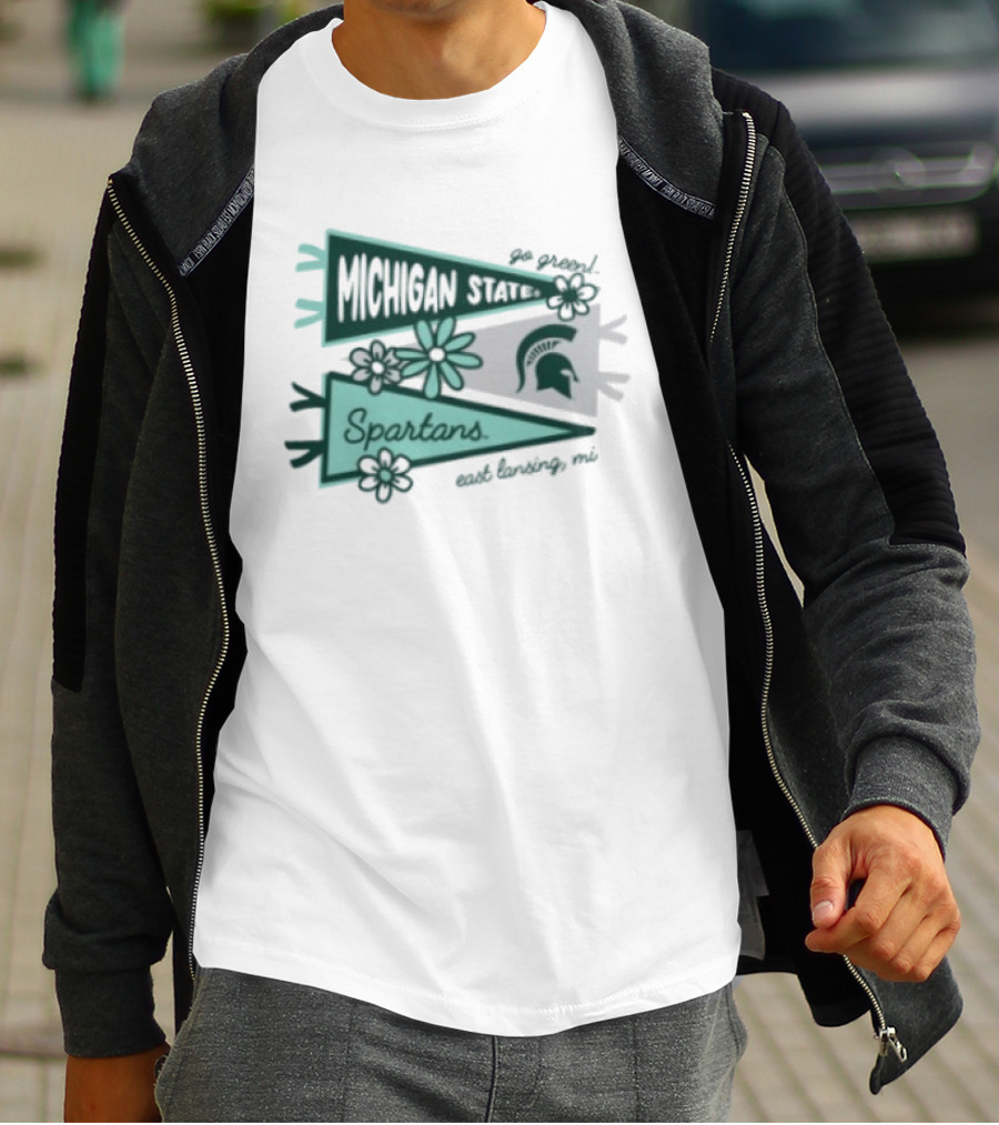 Michigan State Spartans Pennant East Lansing MI Flowers T-Shirt