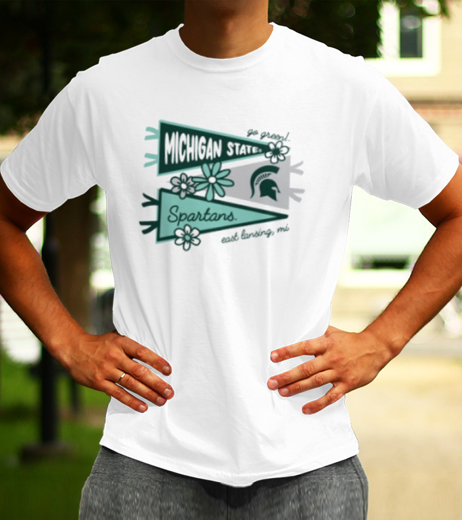Michigan State Spartans Pennant East Lansing MI Flowers T-Shirt