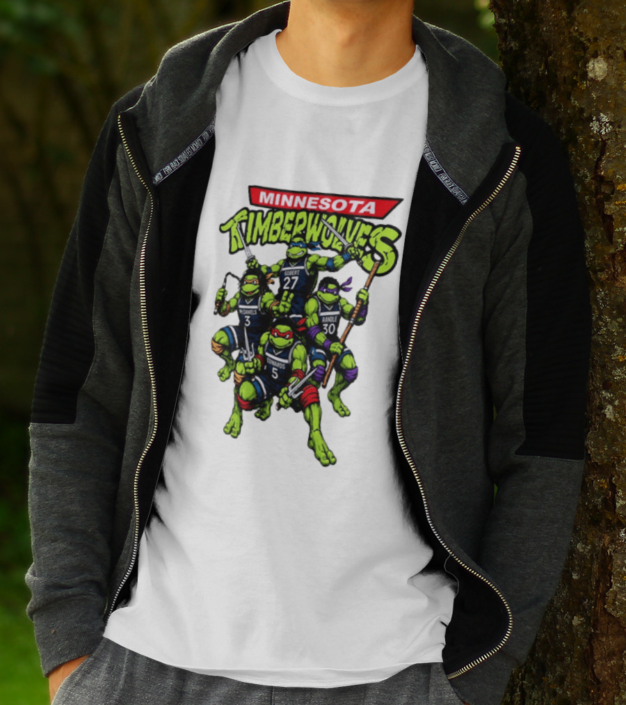 Minnesota Timberwolves Ninja Turtles Crossover Edwards Gobert Randle McDaniels T-Shirt