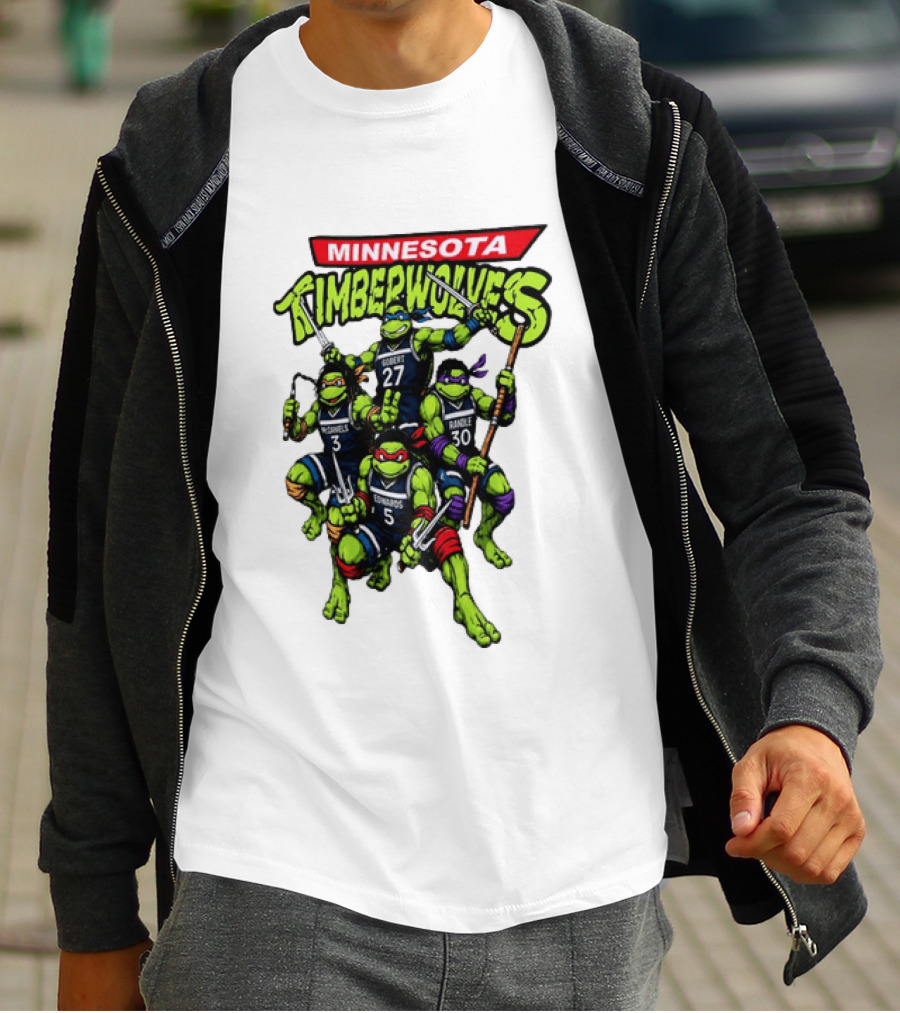 Minnesota Timberwolves Ninja Turtles Crossover Edwards Gobert Randle McDaniels T-Shirt