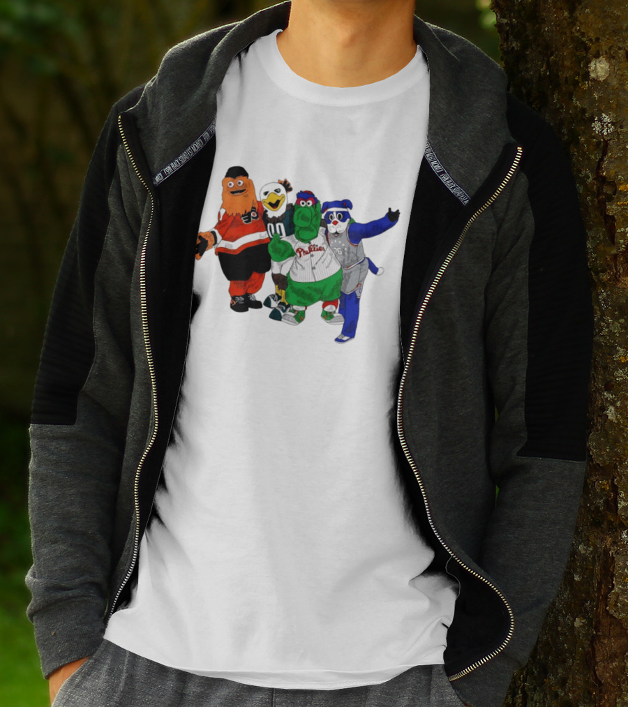 Philly Mascots Gritty Swoop Phanatic Franklin 2026 Sports Characters T-Shirt