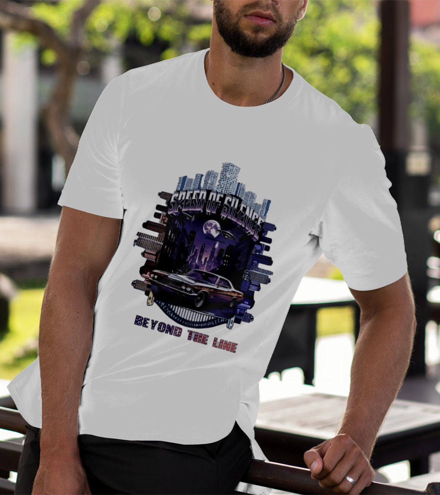 Speed Of Silence Cityscape Classic Car Moonlight Beyond The Line T-Shirt