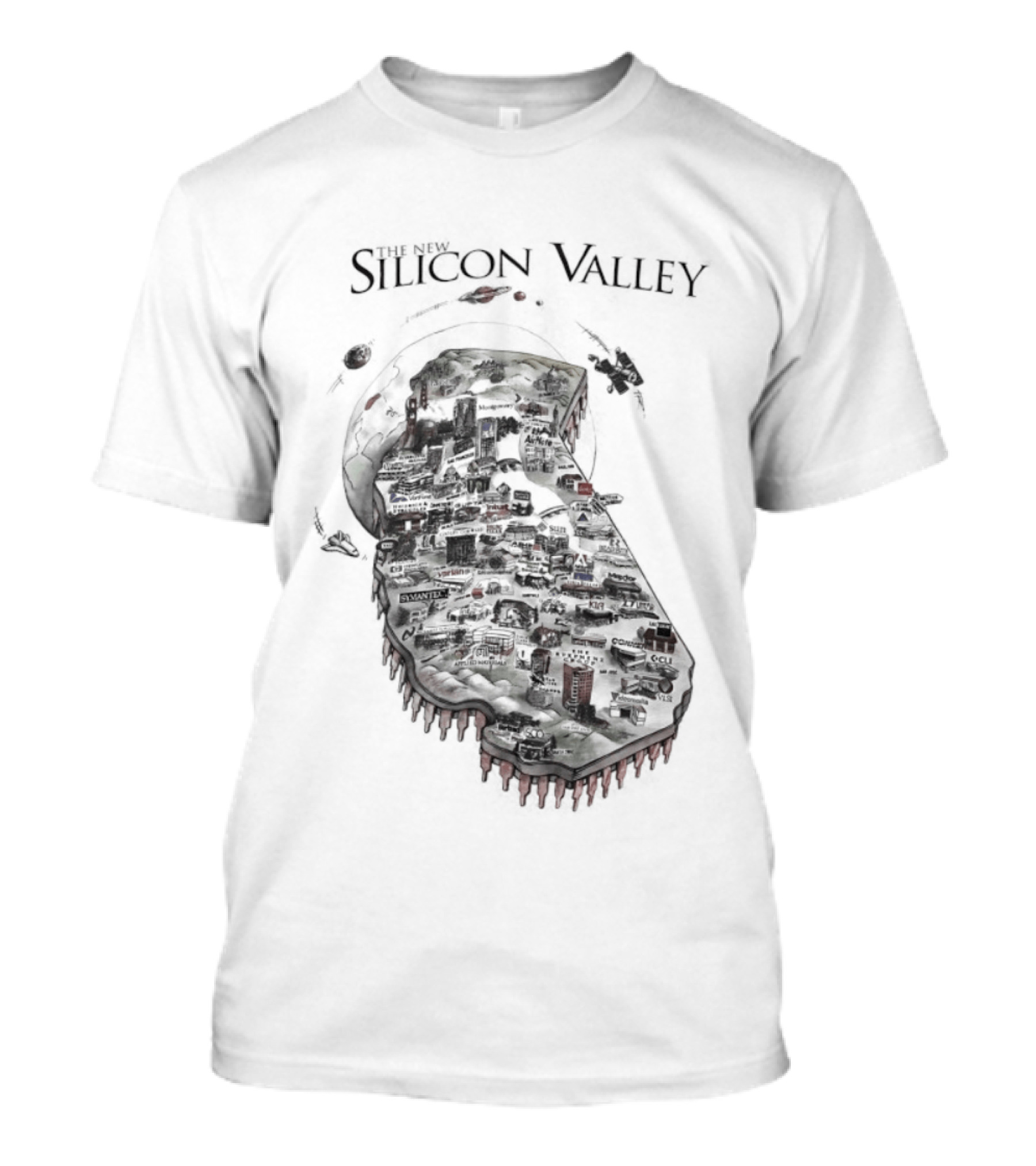 Silicon Valley Fly Map Circuit Board T-Shirt