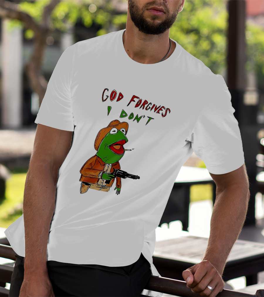 Yeehaw Kermit God Forgives I Don't Cowboy Humor T-Shirt