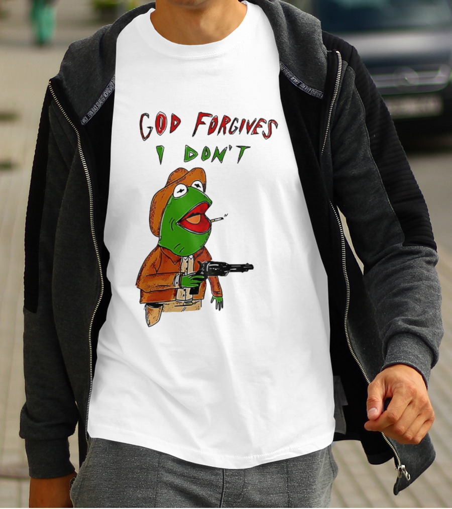 Yeehaw Kermit God Forgives I Don't Cowboy Humor T-Shirt