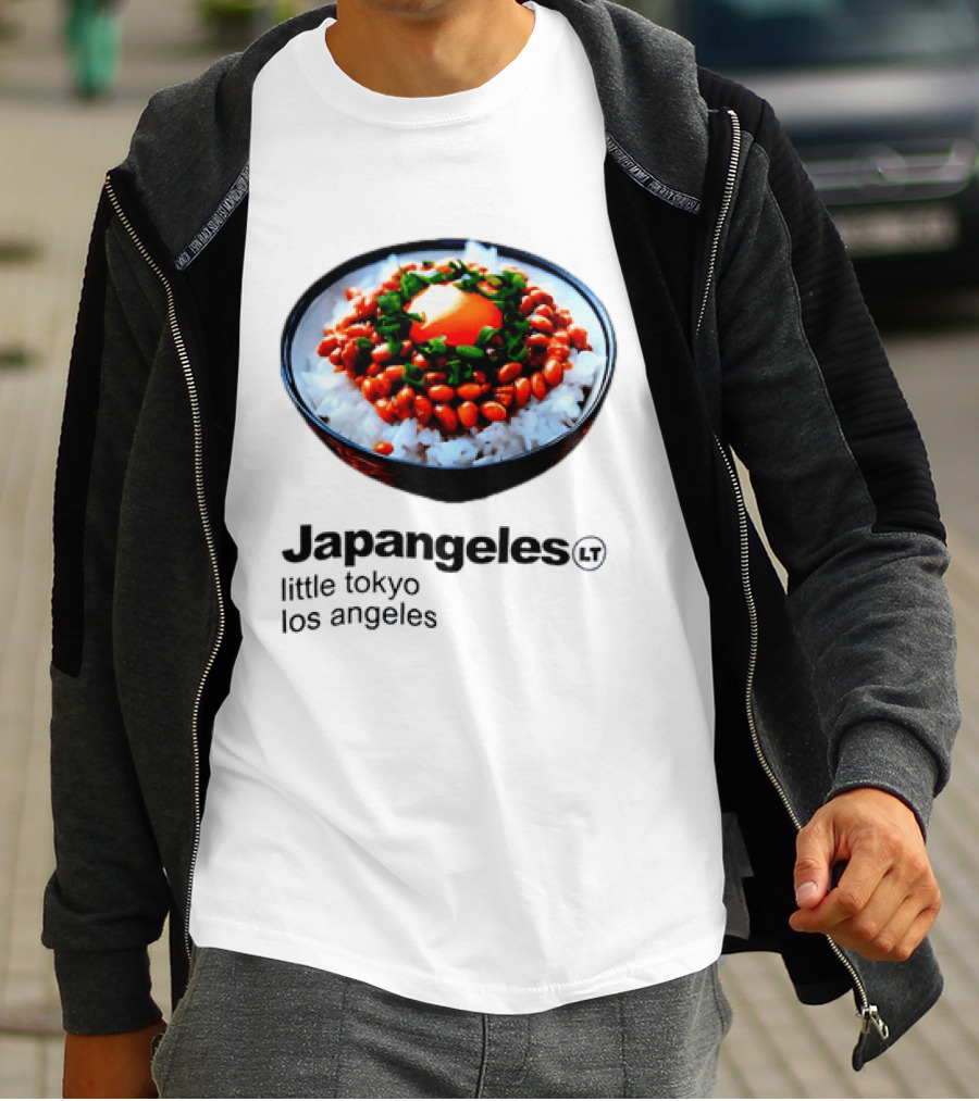 Japangeles Little Tokyo Los Angeles Natto Gohan Bowl With Egg And Scallions T-Shirt