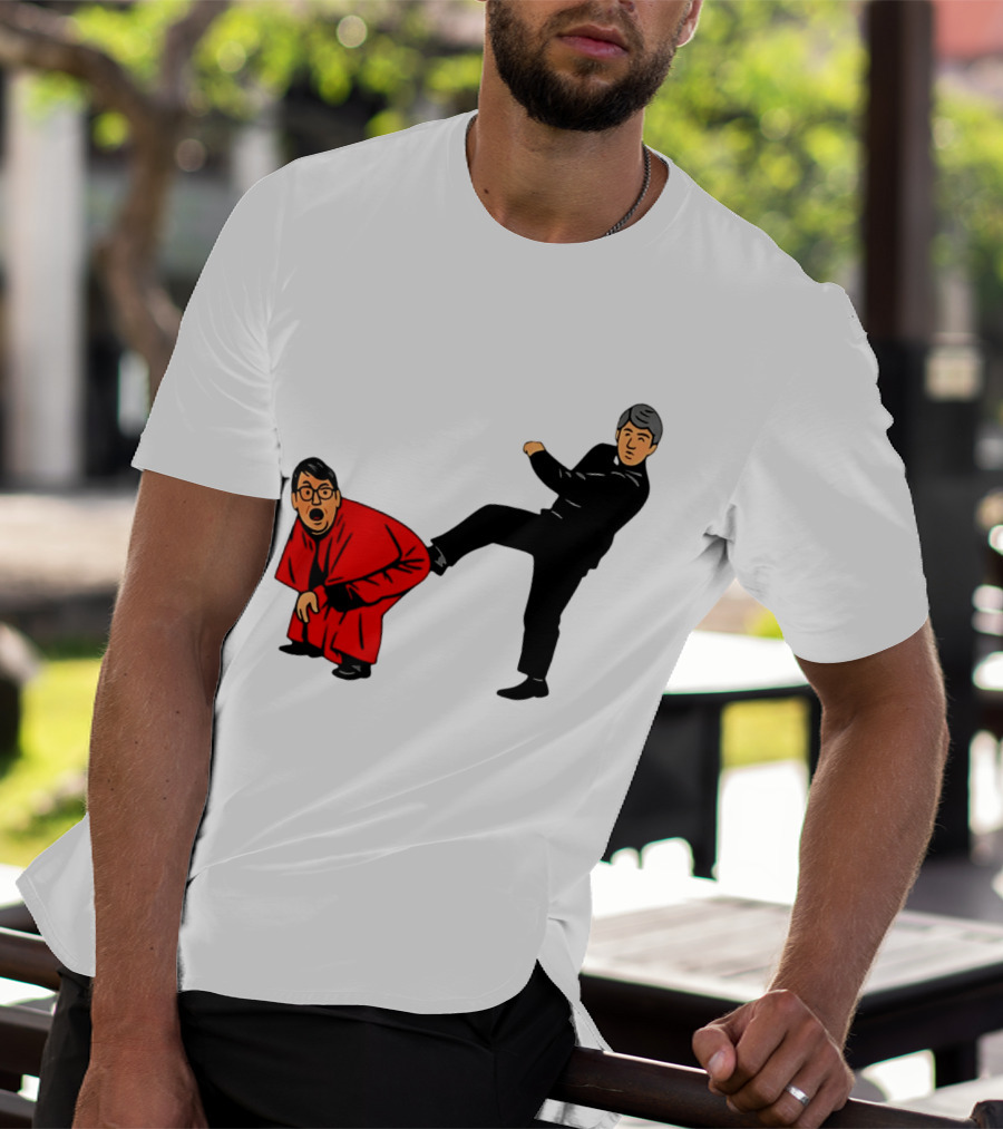 Kicking Random Man Up The Arse Funny Comic Scene T-Shirt
