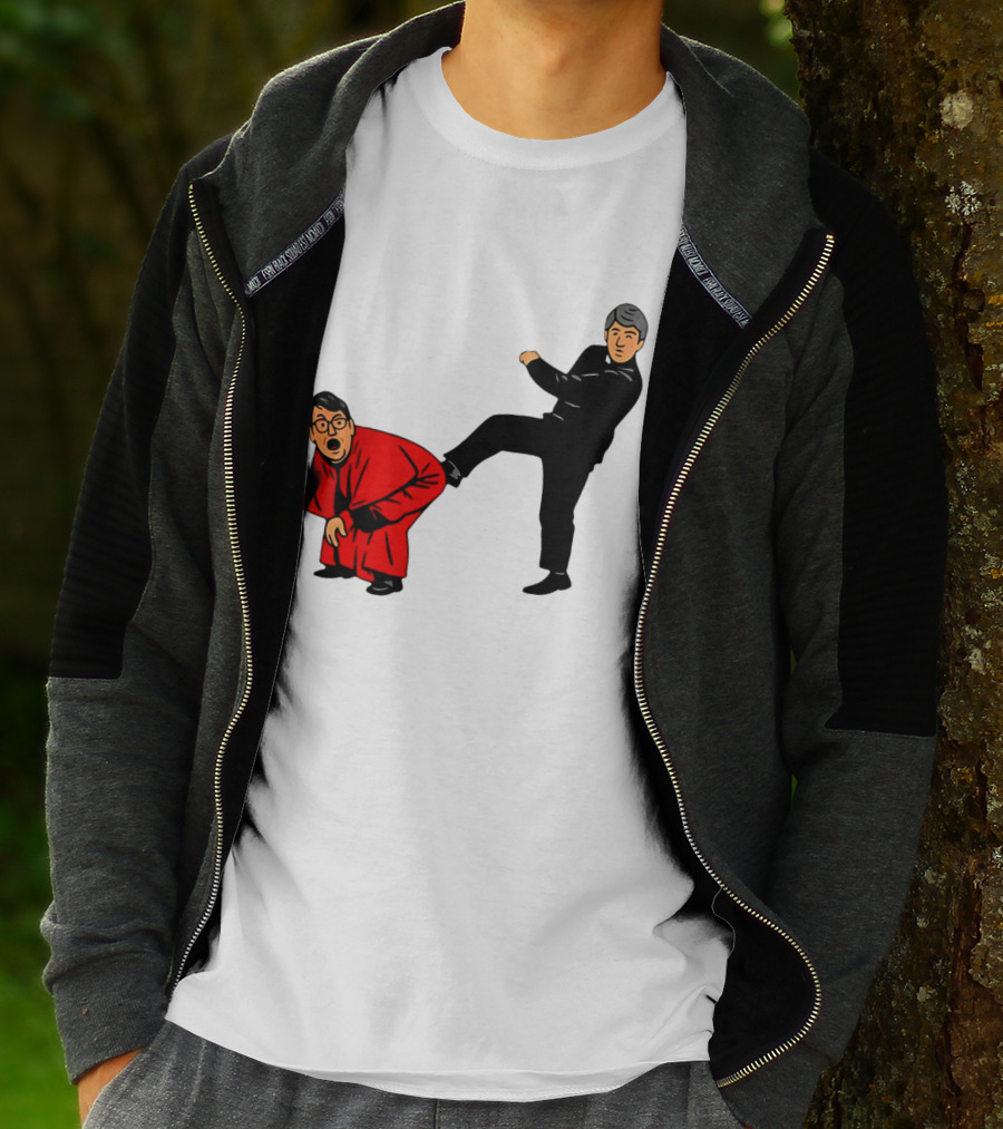Kicking Random Man Up The Arse Funny Comic Scene T-Shirt