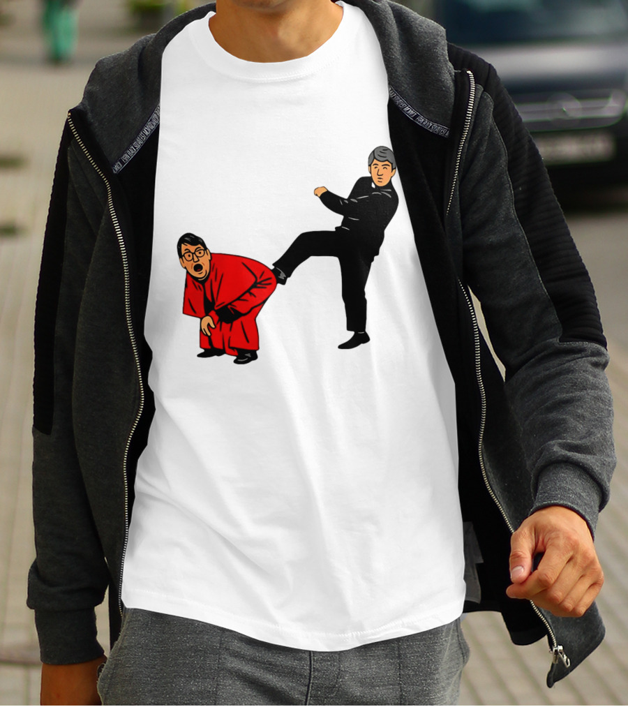 Kicking Random Man Up The Arse Funny Comic Scene T-Shirt
