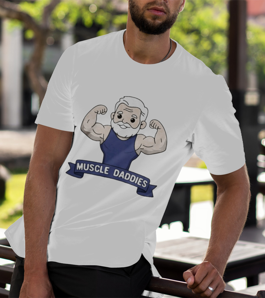 Muscle Daddies Muscular Cartoon Old Man Flexing T-Shirt