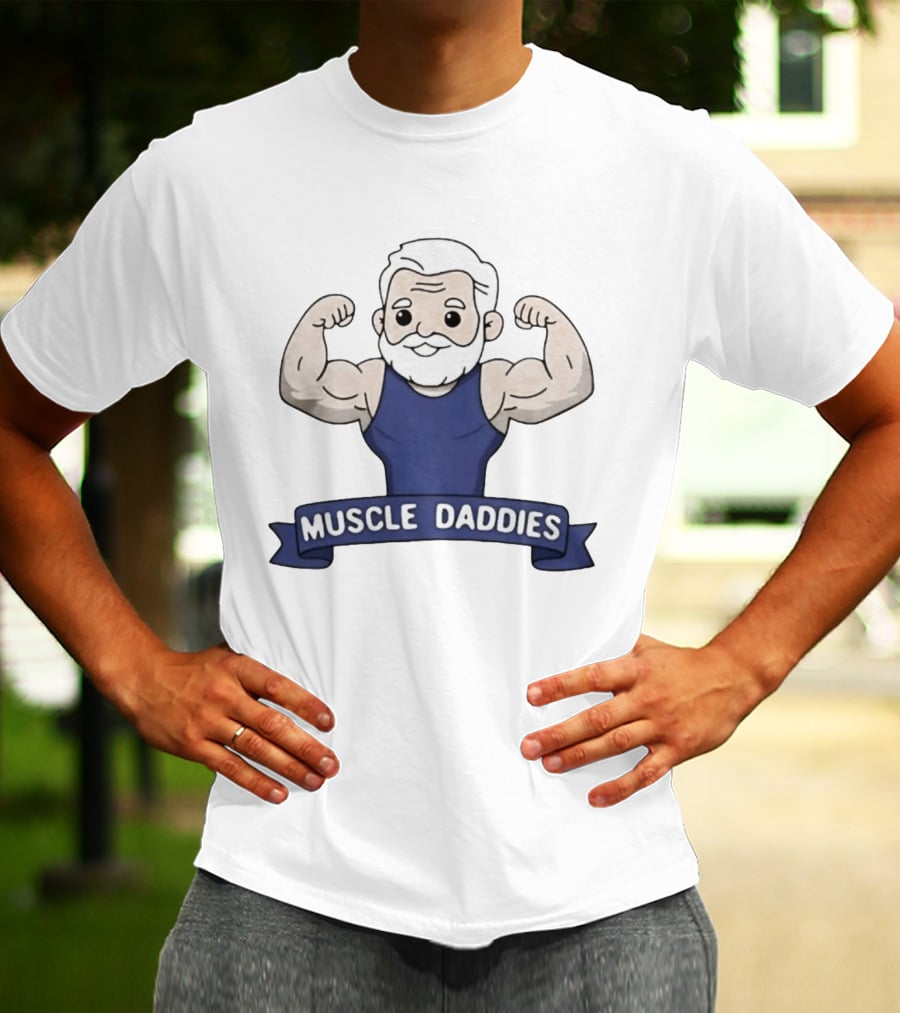 Muscle Daddies Muscular Cartoon Old Man Flexing T-Shirt