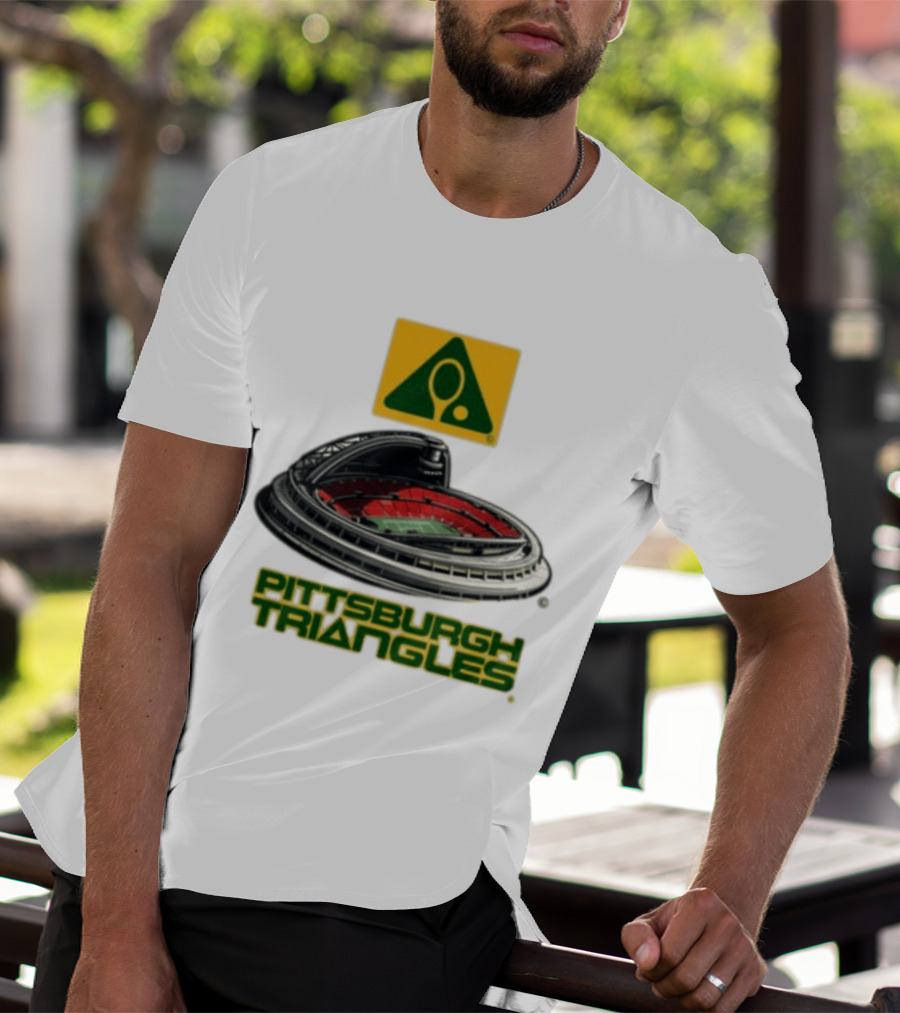 Pittsburgh Triangles Tennis Stadium With Tennis Racket T-Shirt