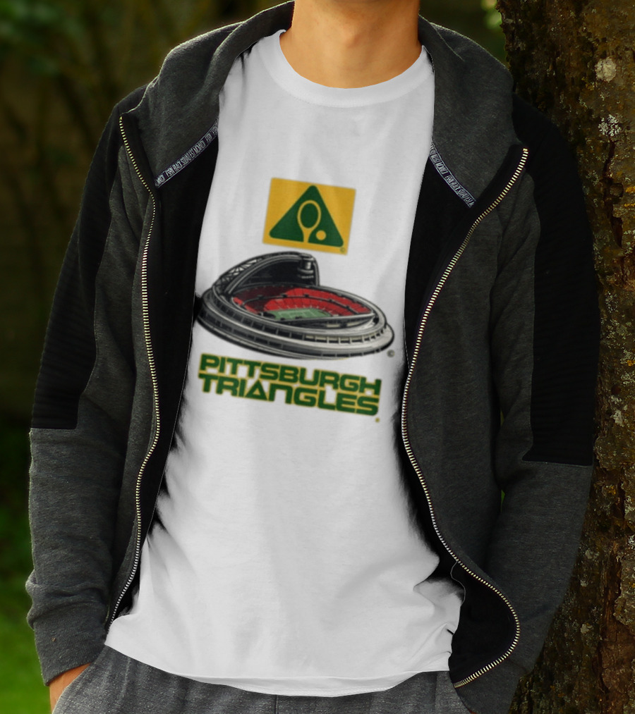 Pittsburgh Triangles Tennis Stadium With Tennis Racket T-Shirt