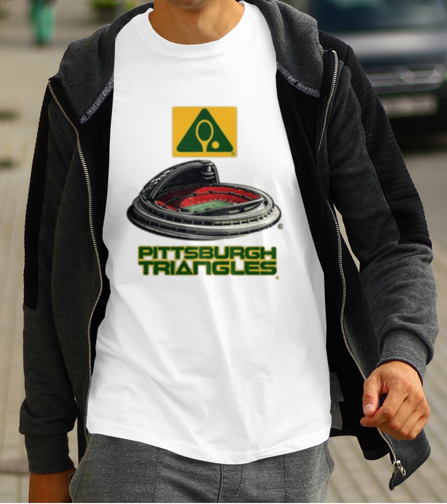 Pittsburgh Triangles Tennis Stadium With Tennis Racket T-Shirt