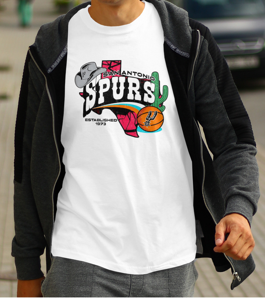 San Antonio Spurs 1973 Cactus Texas Basketball Cowboy Hat T-Shirt