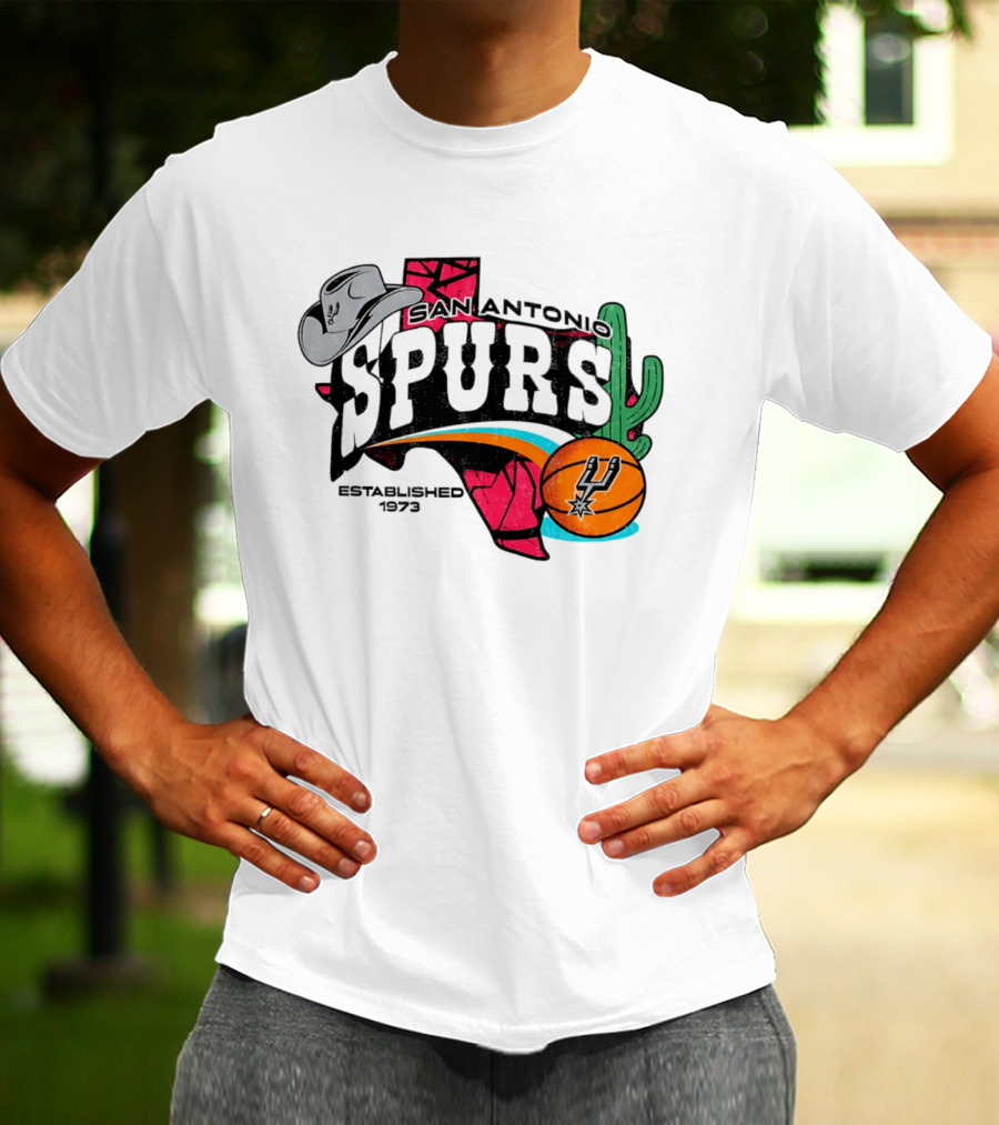 San Antonio Spurs 1973 Cactus Texas Basketball Cowboy Hat T-Shirt