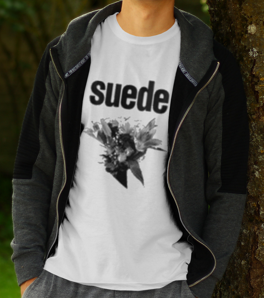 Suede Disintegrate Black And White Floral Explosion T-Shirt