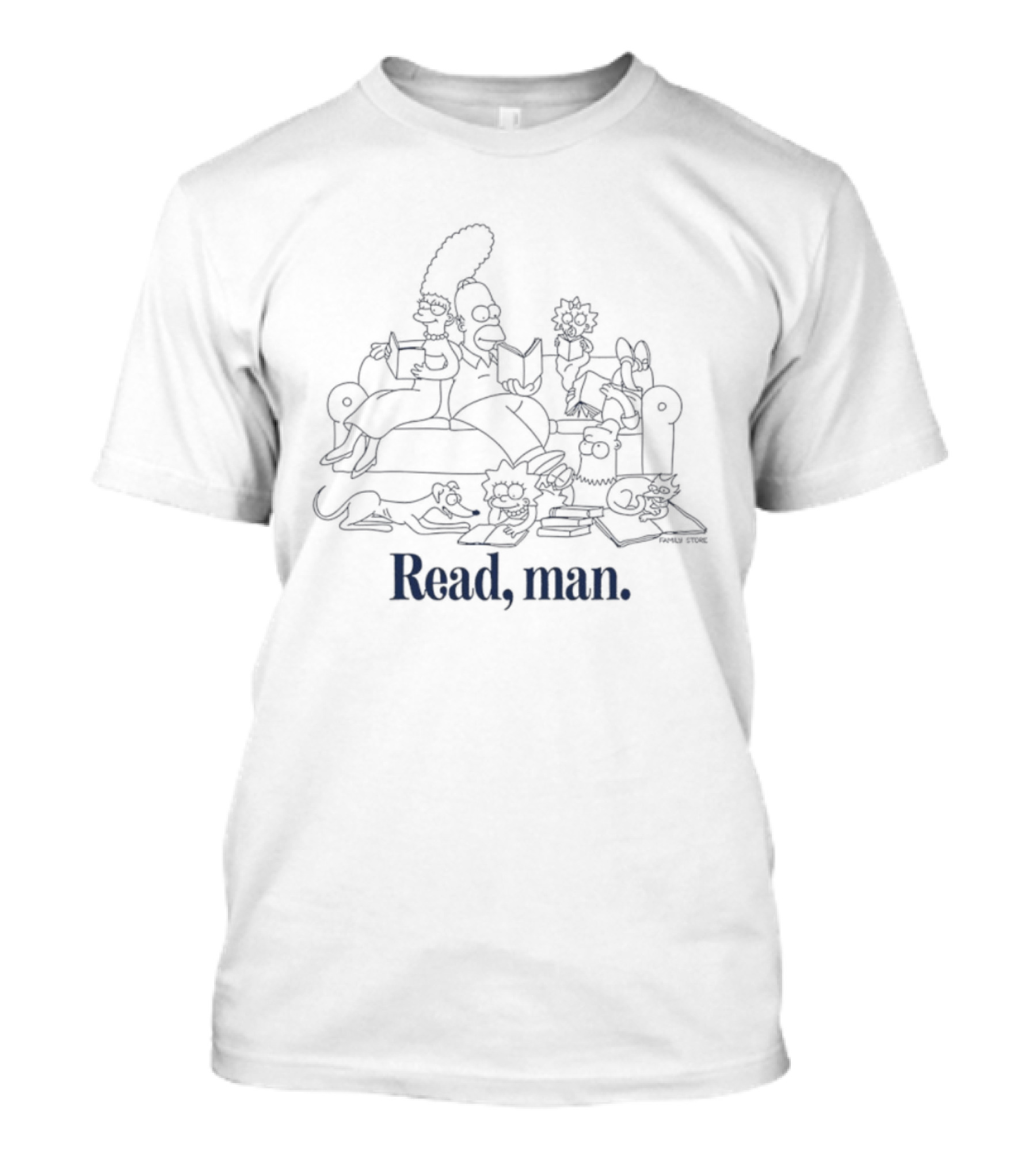 The Simpsons Read Man Family Couch Pose Reading Books T-Shirt