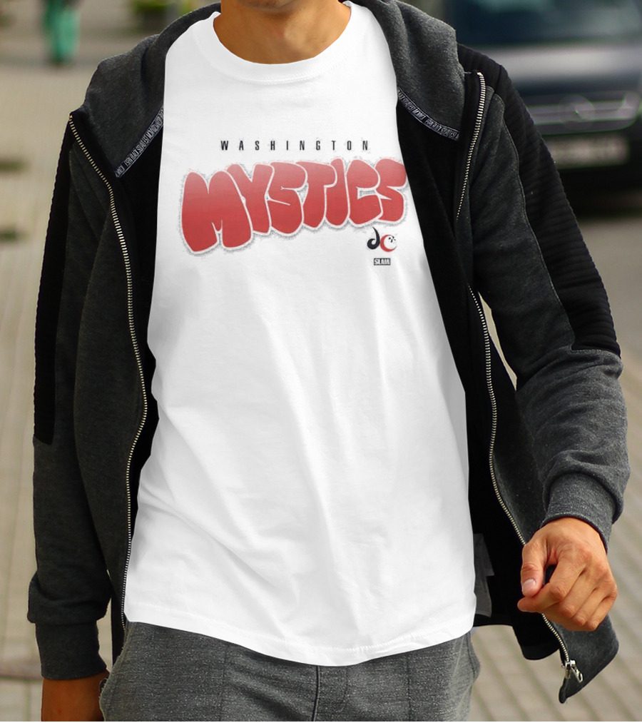 Washington Mystics Bubble Script Crop Mystics Basketball T-Shirt