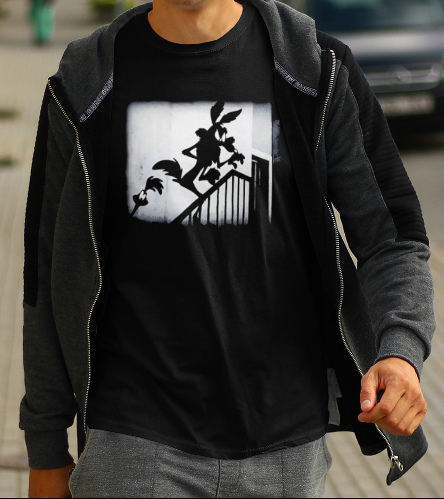 Wilesferatu Wile E. Coyote Road Runner Looney Tunes Silhouette Stairs T-Shirt