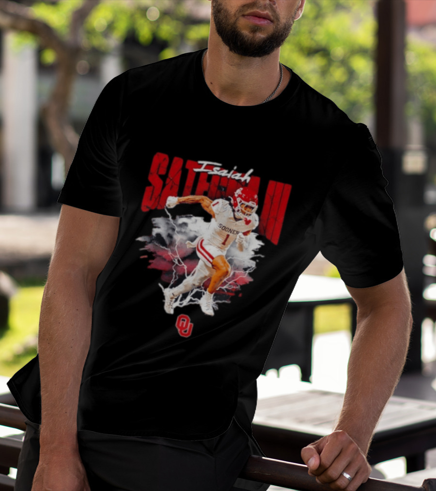 Oklahoma Sooners Isaiah Sategna III Lightning Burst Action T-Shirt