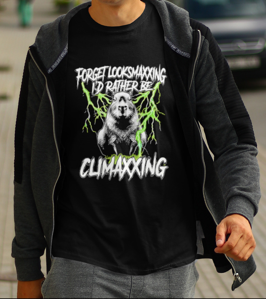 Forget Looksmaxxing I'd Rather Be Climaxxing Capybara With Lightning Electric T-Shirt