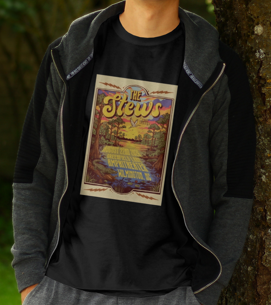 The Stews With Fudge August 22nd 2026 Greenfield Lake Amphitheater Wilmington NC T-Shirt
