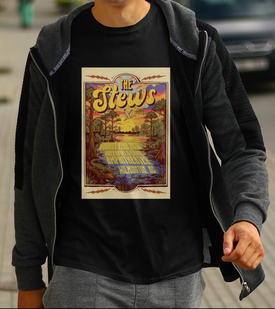 The Stews With Fudge August 22nd 2026 Greenfield Lake Amphitheater Wilmington NC T-Shirt