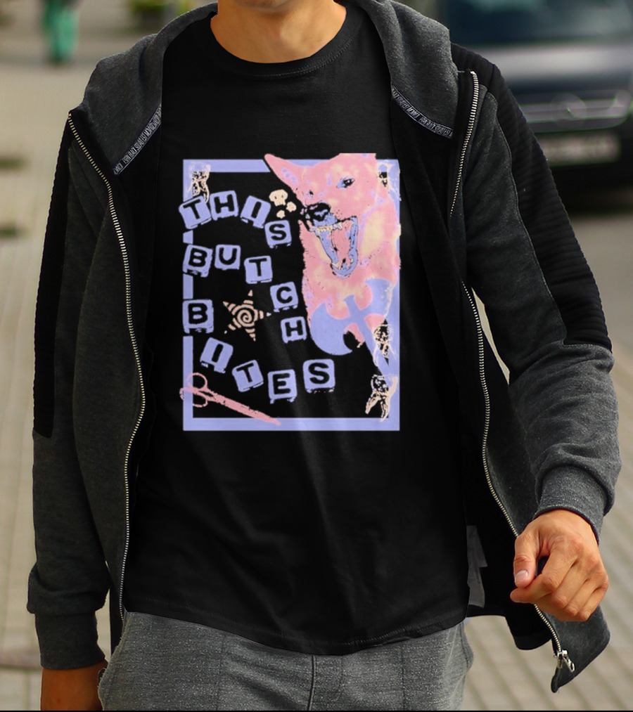 This Butch Bites Dog Retro Vibe Scissors And Blocks T-Shirt