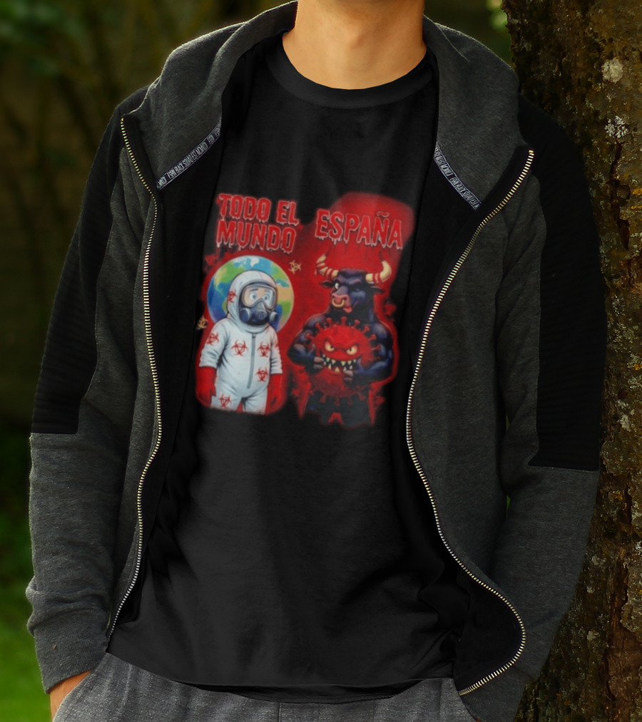 Todo El Mundo España Hantavirus 2026 Hazmat Bull And Virus T-Shirt