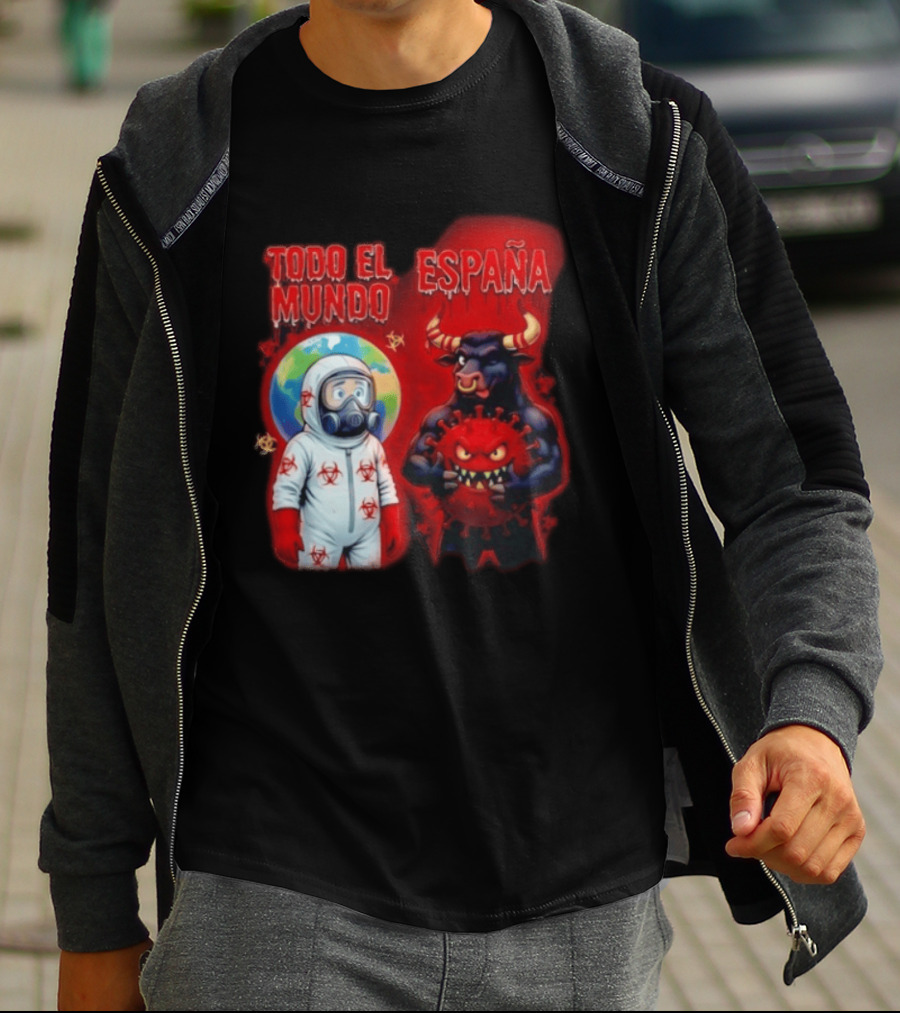 Todo El Mundo España Hantavirus 2026 Hazmat Bull And Virus T-Shirt