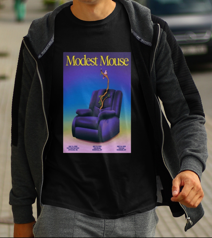 Modest Mouse Tour May 2026 Recliner And Tree Bozeman MT The Elm T-Shirt