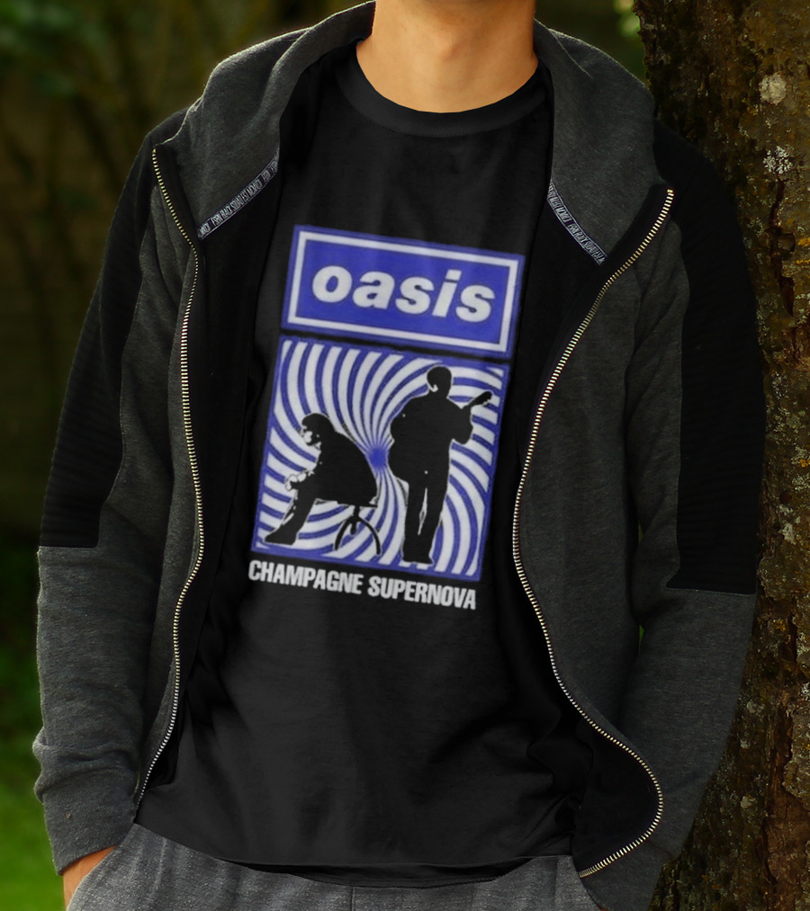 Oasis Champagne Supernova Band Silhouette Spiral T-Shirt