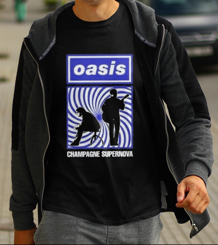 Oasis Champagne Supernova Band Silhouette Spiral T-Shirt