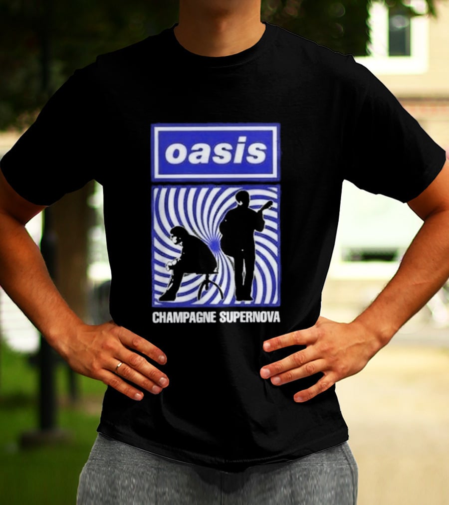 Oasis Champagne Supernova Band Silhouette Spiral T-Shirt