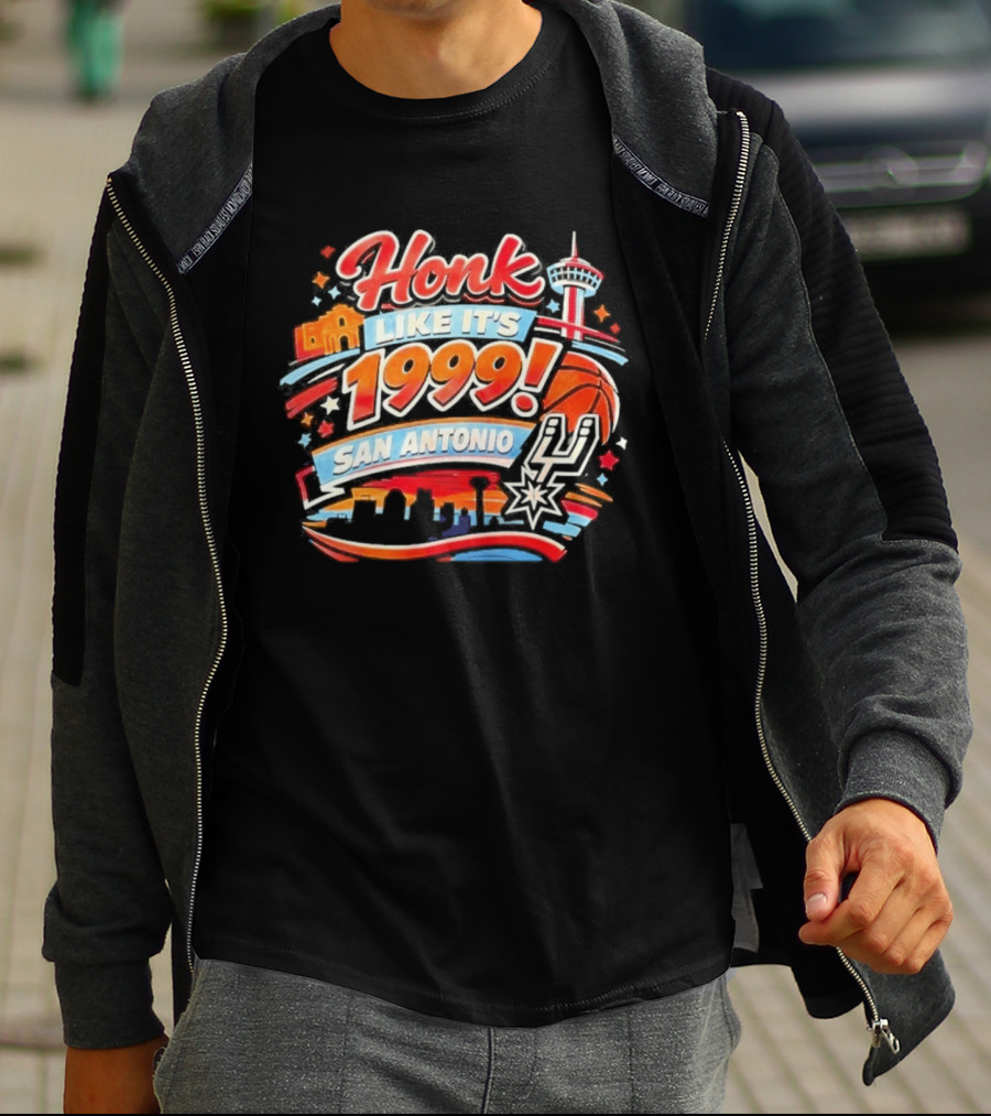 San Antonio Honk Like It's 1999 Basketball Arena Tower Fiesta T-Shirt