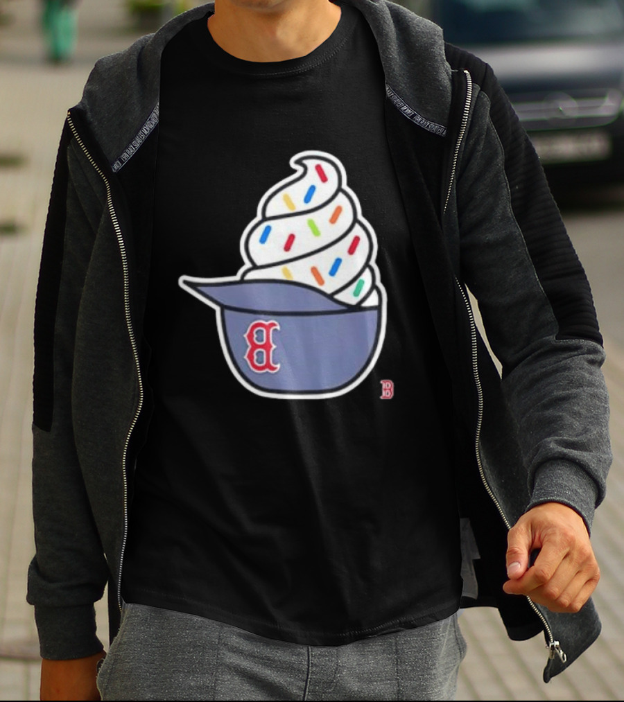Boston Red Sox Ice Cream Helmet With Sprinkles Baseball Fans T-Shirt