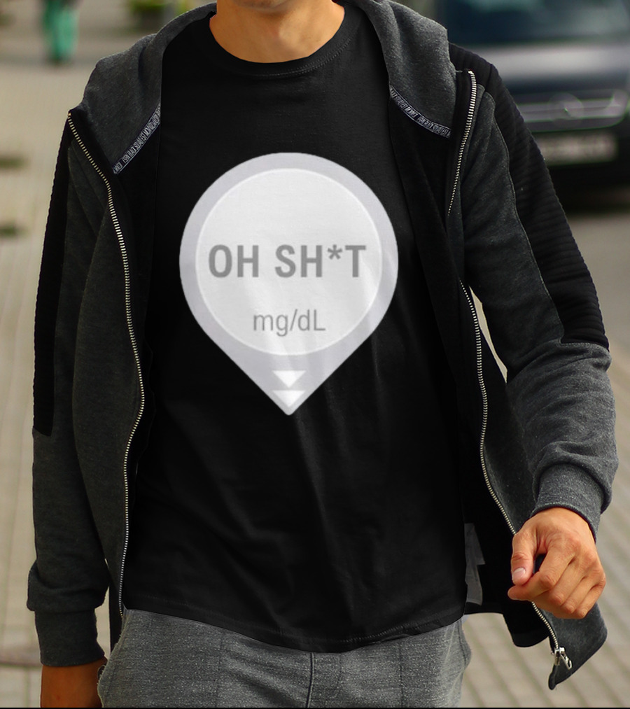 Oh Sh*t Crash Alert Mg/dL Humor T-Shirt
