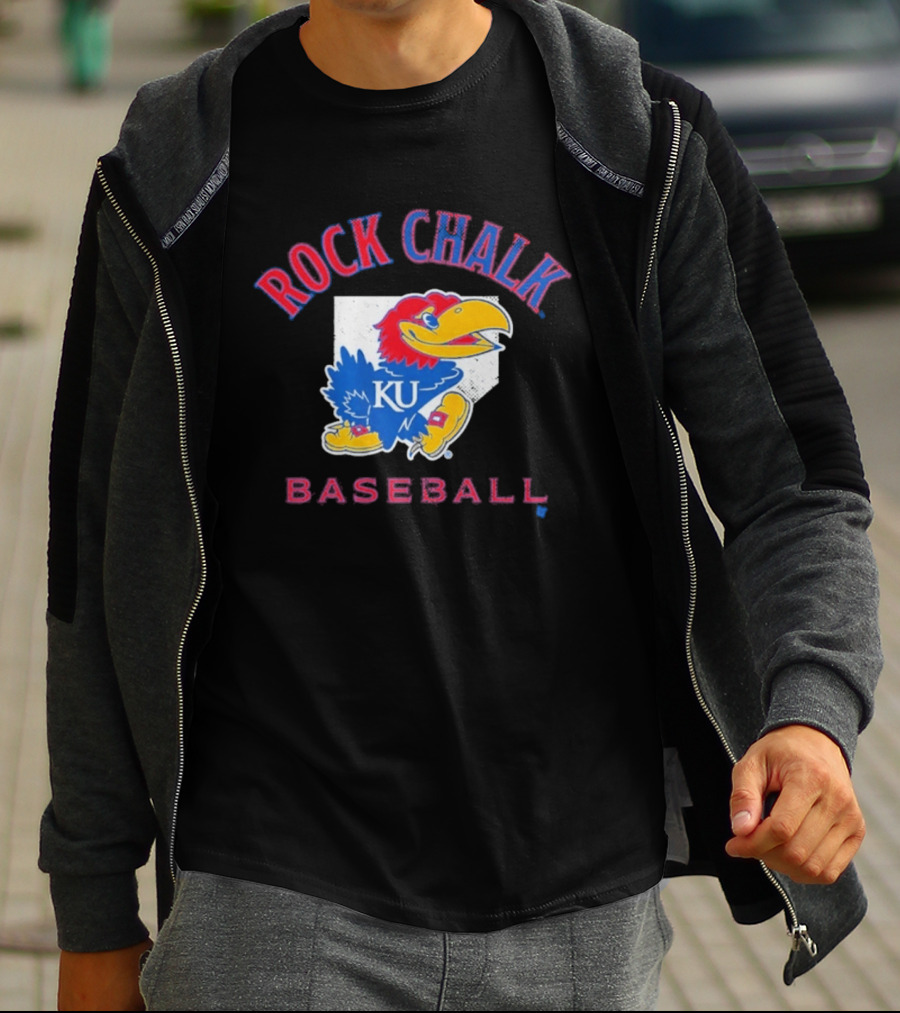 Rock Chalk KU Baseball Jayhawk Home Plate Kansas T-Shirt