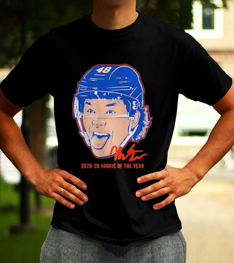 Matthew Schaefer Islanders ROTY 2025 26 Swag Helmet 48 Signature T-Shirt