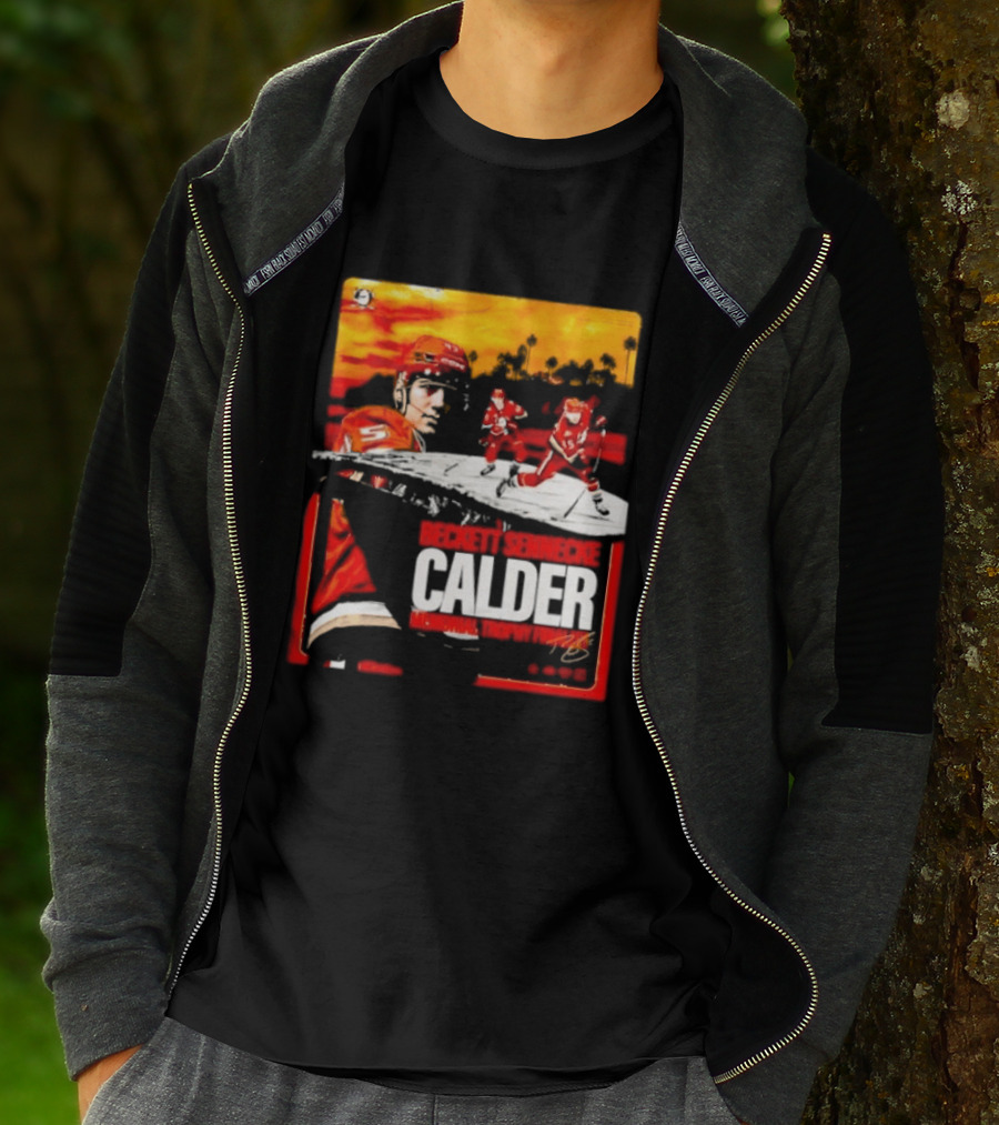 Beckett Sennecke Calder Memorial Trophy Finalist Hockey Player Action Scene T-Shirt