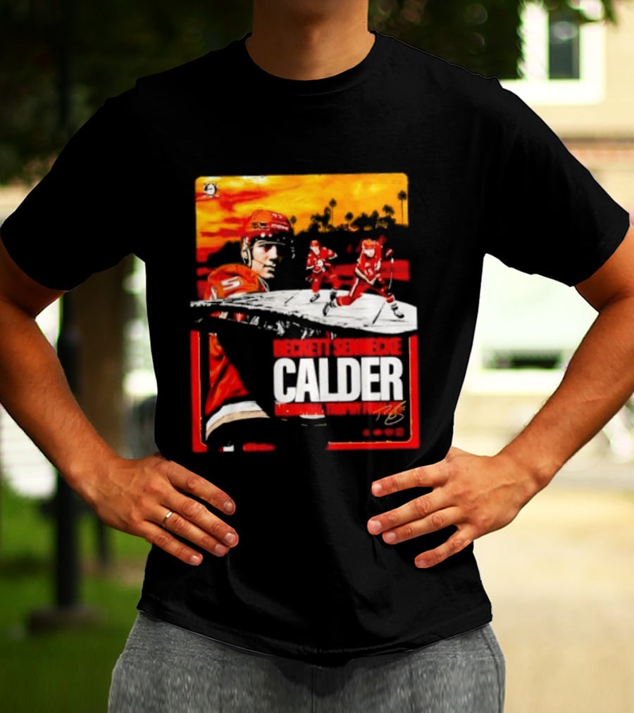 Beckett Sennecke Calder Memorial Trophy Finalist Hockey Player Action Scene T-Shirt