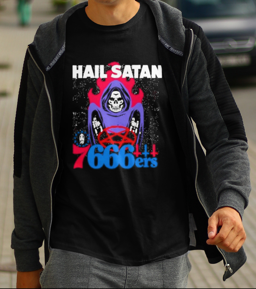 Hail Satan 76ers 666 Flame Creature T-Shirt