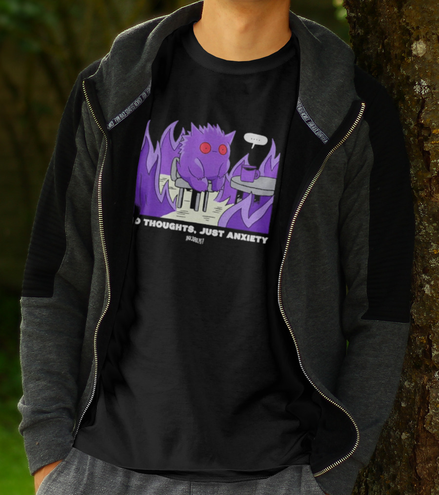 Pokemon Gengar No Thoughts Just Anxiety Purple Flame T-Shirt