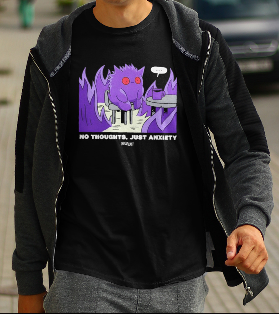 Pokemon Gengar No Thoughts Just Anxiety Purple Flame T-Shirt