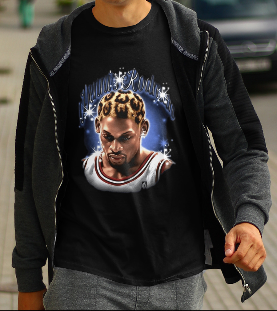 Dennis Rodman Chicago Bulls NBA Number 91 Twinkle Classic Leopard Hair T-Shirt